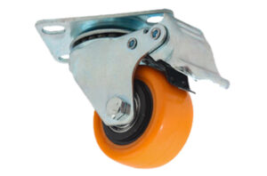 cuatro garruchas giratorias, dos delanteras con freno